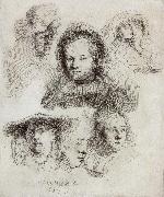 Studies of the Head of Saskia and Others REMBRANDT Harmenszoon van Rijn